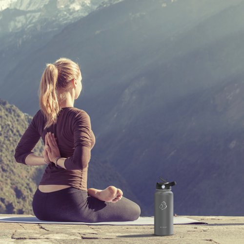 Buzio 32oz Insulated Water Bottle with Straw Lid and Spout Lid - Gray BUY IN EUROPE