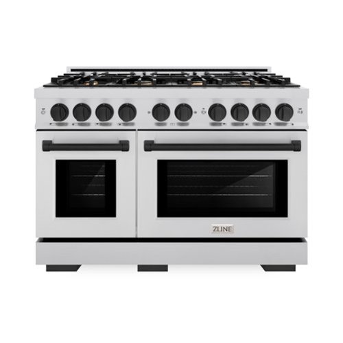 ZLINE - Autograph Edition 48" Freestanding Select Gas Range w/ 8 Burners & Matte Black Accents (HGRZ-48-MB) - Stainless Steel-Front_Standard 