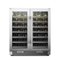 LanboPro - 52 Bottle Dual Zone Freestanding/Built-in Wine Fridge with White LED Light and French Doors - Black-Front_Standard