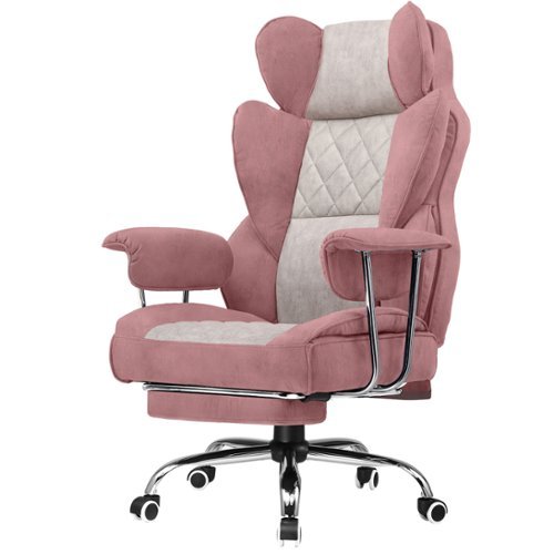 GTPlayer - 400lbs Heavy Duty Gaming Chair Fabric Comfortable Ergonomic Computer Chair with Soft Armrests - Pink-Front_Standard 