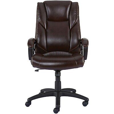 Staples - Kelburne Luxura Ergonomic Faux Leather Swivel Executive Chair, (58227-CC) - Brown-Front_Standard 