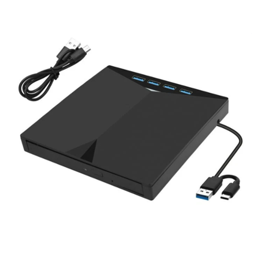 Stock Preferred - External CD DVD Drive USB 3.0 & USB-C 4-in-1 Optical Disc Reader Writer & Burner-Front_Standard 