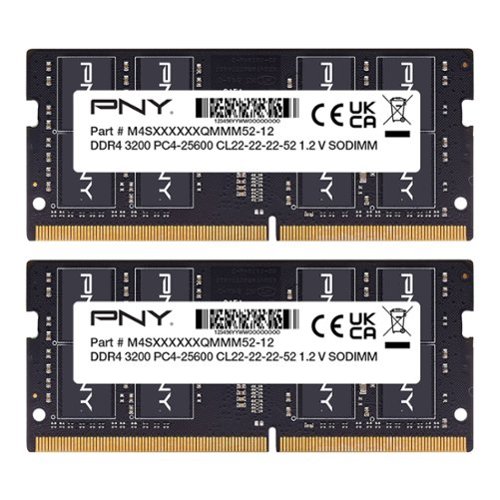 PNY - Performance 16GB (2x8GB) 3200MHz DDR4 DRAM CL22 So-DIMM Notebook/Laptop Memory Kit - Black-Front_Standard 
