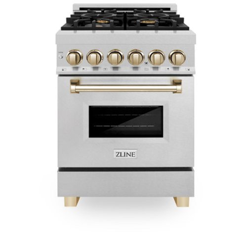 ZLINE - Autograph 24 in. Legacy Dual Fuel Range in Satin Steel & Gold Accents (RASZ-SN-24-G) - Satin Stainless Steel
