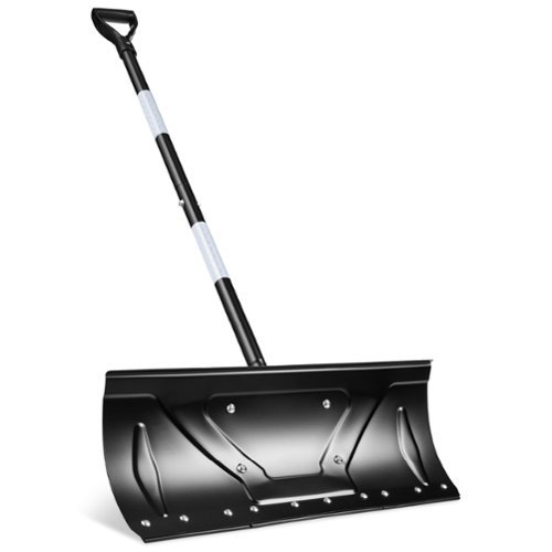 Best Choice Products - 24" Snow Pusher, Heavy Duty Hand Plow - Black-Front_Standard 