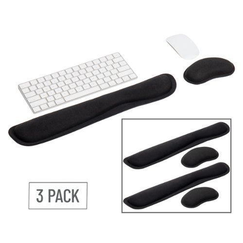 Mind Reader Ergonomic Keyboard and Mouse Wrist Rest Sets, Gaming Accessory, Memory Foam, 16.75L x 3W x 0.75H, 6 pcs - Black SHOP ONLINE