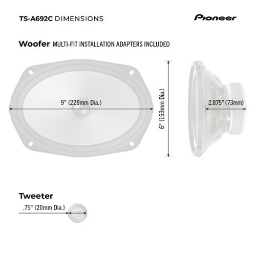 Pioneer 6 x 9 Component Speakers (Pair) - Black BUY IN AUSTRALIA