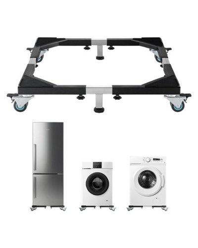 VEVOR - Fridge Stand Mobile Base, 1200 lbs Load Capacity, Washing Machine Stand with 8 Locking Twin Wheels and 4 Brakes - Black-Front_Standard 