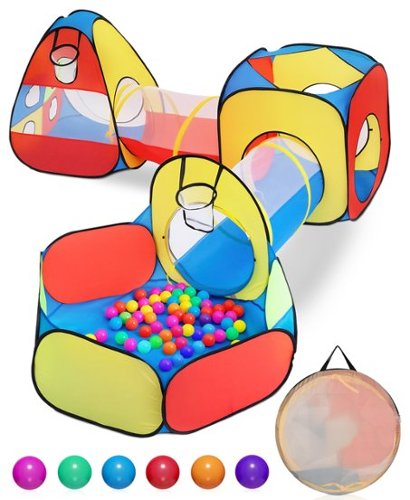 Sugift - 3-in-1 Kids Play Tent, Tunnel & Ball Pit Set – Pop Up Target Game Toy-Front_Standard 