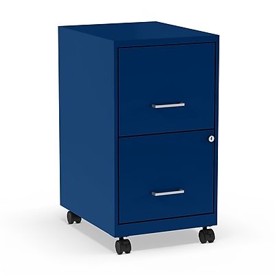 Staples - 2-Drawer Mobile Vertical File Cabinet, Letter Size, Lockable, 26.3"H x 14.3"W x 18.9"D - Blue-Front_Standard 