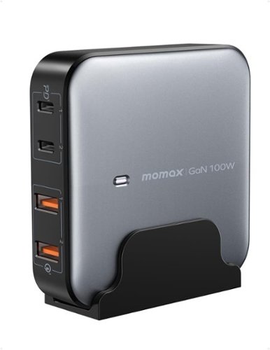 Momax - USB C Charging Station 100W, GaN Technology, PD & QC 3.0 Fast Charging, 4-in-1 Port Charger Hub for MacBook Pro, Laptop-Front_Standard 