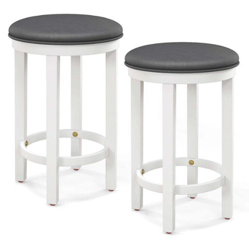 Costway - Bar Stools Set of 2 Counter Height Stools with Round Seat & Footrest for Kitchen - Grey