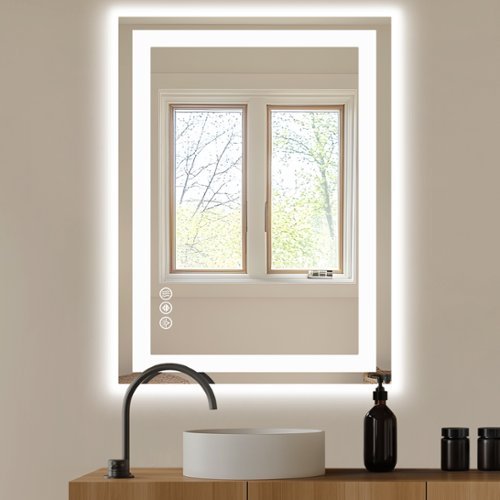 Anysun - 28" x 36" Anti-Fog LED Bathroom Mirror - Dual Light Source & Three Lighting Modes-Front_Standard 