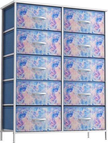 Sorbus - Dresser with 10 Drawers - Storage Unit Organizer Chest for Clothes - Bedroom, Room, Nursery, & Closet - Blue Tie-Dye-Front_Standard 