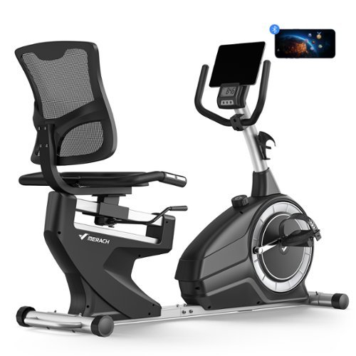MERACH - S50 Recumbent Exercise Bike for Home & Seniors, Smart Bluetooth, LCD, Heart Rate Handles, Light Commercial Use - Black-Front_Standard 