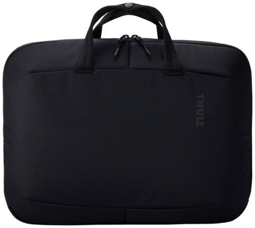 Thule - Terra Recycled Material Attaché Briefcase for 16” Apple MacBook Pro, 15” Apple MacBook Pro & PCs & Laptops - BLACK-Front_Standard 