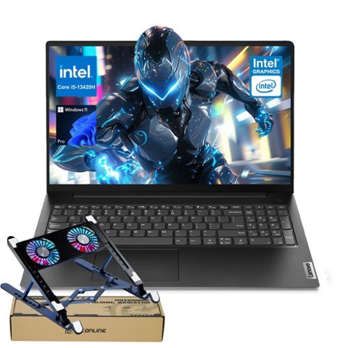 Lenovo - V15 15.6" FHD Laptop - Intel Core i5-13420H - 32GB RAM - 1TB SSD - Numeric Keypad - Windows 11 Pro - PCO Laptop cooler - Black-Front_Standard 
