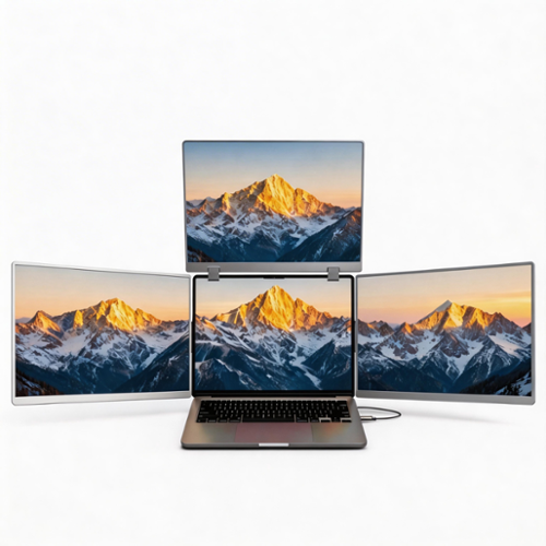 INVZI - MagHub Quad 14” Laptop Screen Extender – 3 Portable FHD IPS Monitors, USB-C Plug & Play, 4-Screen Setup-Front_Standard 