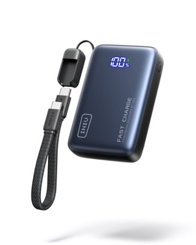 INIU - Pocket Pro 10K 45W Power Bank with Detachable USB-C Cable (IN&OUT) for iPhone, Samsung etc - Black-Front_Standard
