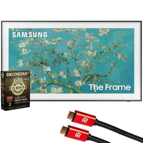 SAMSUNG  
The Frame  

DECOGEAR  
CPS BUNDLE  
PREMIUM  
26 MONTH CPS PROTECTION  
EXCLUSIVE!  
DECO GEAR 2 IN 1  
INCLUDES CABLES HDMI 2  
PREMIUM PROTECTION PLAN