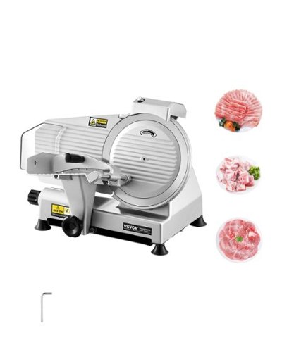 VEVOR - Commercial Meat Slicer, 10 inch Electric Deli Food Slicer, 180W Meat Cutter with a Premium 65Mn Blade - Silver-Front_Standard 