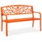 Best Choice Products - Outdoor Steel Bench Garden Patio Porch Furniture w/ Floral Design Backrest - Carrot-Front_Standard