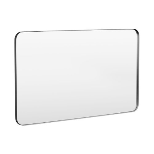 LOVMOR - 60 in. W x 36 in. H Tempered Glass Rounded Rectangle Framed Wall-Mounted Bathroom Vanity Mirror in Black - Black