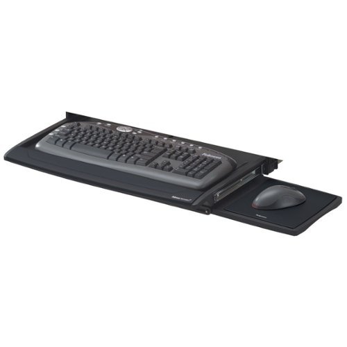 Fellowes - 8031207 20.5 in. x 11.13 in. Deluxe Keyboard Drawer - Black-Front_Standard 