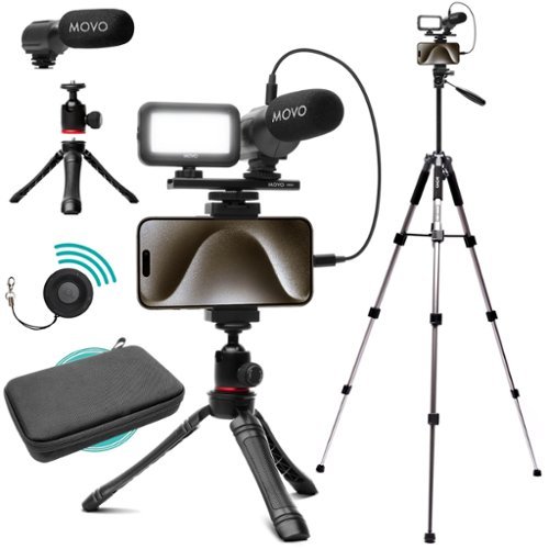 MOVO - USB-C Vlogging Kit for iPhone 15 and up with Fullsize Tripod-Front_Standard 