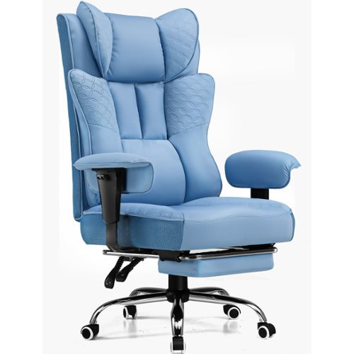 GTPlayer - Big and Tall Office Chair Adjustable Soft Armrests Ergonomic Gaming Chair Deluxe Embossing Designed - Blue-Front_Standard 