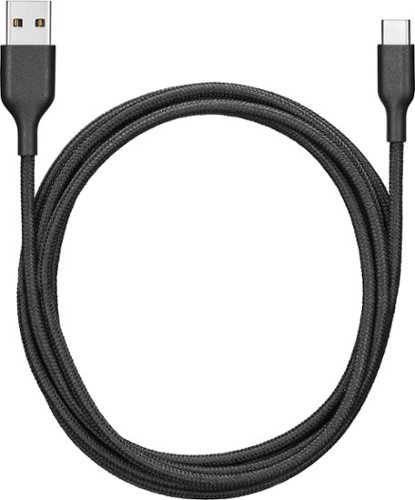 Best Buy essentials™ 6' USB-C to USB Braided Charge-and-Sync Cable - Black WORLDWIDE DELIVERY