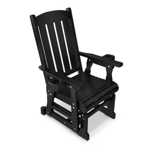 Fortune Candy - Wooden Patio Glider for One Person, with High Back and Deep Contoured Seat, Solid Fir Wood, Heavy Duty 600 LBS - Black-Front_Standard 
