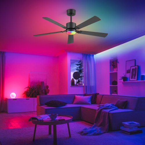 Breezary 52 Inch Ceiling Fan with Acrylic Light Shade, RGB LED