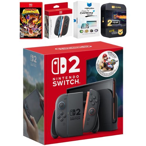 Switch 2 + Mario Kart World Bundle with Donkey Kong Bananza, Extra Joy-Cons, MightySkins Code and 2 CPS Year - Nintendo Switch 2-Front_Standard 