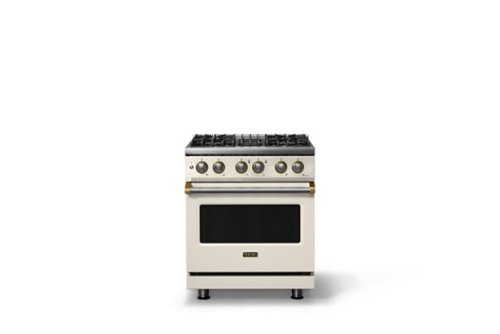 Viking - 30 in. Wide 4 Burner Pro5S 4.7 Cu. Ft. Freestanding Sealed DF Convection LP Range - Pure White w. Brushed Brass Trim - Pure White