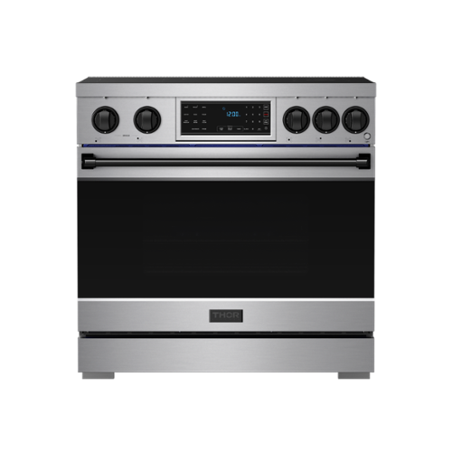 Gordon Ramsay Series by Thor Kitchen 6.0 Cu. Ft Freestanding Induction Range with Black Hardware - Stainless Steel