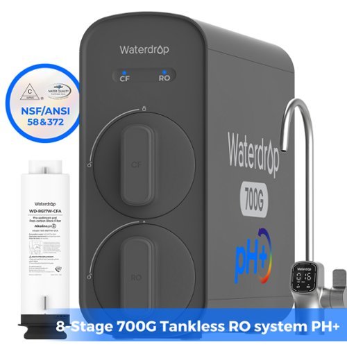 Waterdrop - G5P700A Alkaline Mineral pH+ Reverse Osmosis Water Filter, NSF/ANSI 372 Certified, 700G Reverse Osmosis System - Black-Front_Standard 