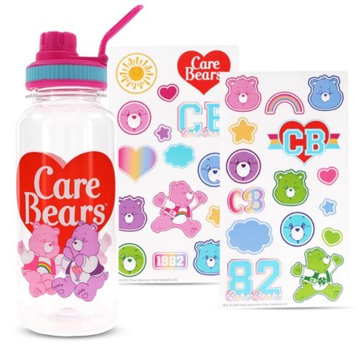 Silver Buffalo - Care Bears School Spirit 32-Ounce Twist Spout Water Bottle and Sticker Set - Multi-Color-Front_Standard 