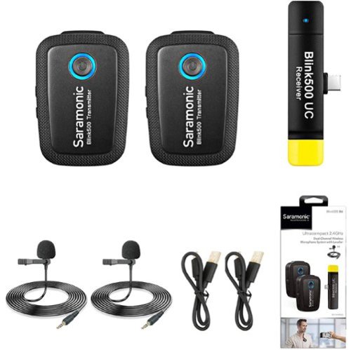 Saramonic - 2.4 GHz 2-Person Wireless Clip-On Mic Sys w/ Lavs & USB-C Receiver for Smartphones & Tablets (Blink 500 B5) - Black-Front_Standard 