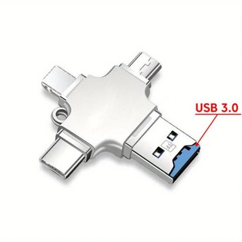 Stock Preferred - 4-in-1 USB 3.0 High-Speed OTG Adapter & TF Card Reader Multifunction Flash Drive for iPhone Android Type-C & USB Devices-Front_Standard 