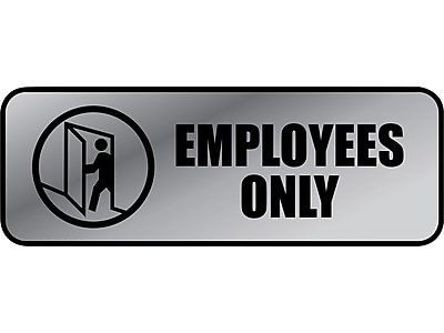 Cosco - Employees Only Indoor Wall Sign, 9.2" x 3.5", (098206) - Gray/Black