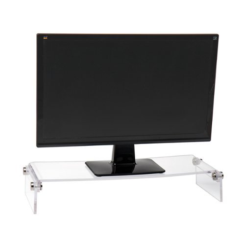 Mind Reader - Monitor Stand, Desktop Organizer, Riser, Office, Acrylic, 8.5"L x 23.5"W x 4.125"H - Clear-Front_Standard 