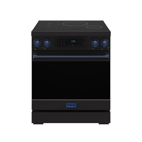 Gordon Ramsay Series by Thor Kitchen 4.8 Cu. Ft Freestanding Induction Range with Navy Blue Hardware - Matte Black