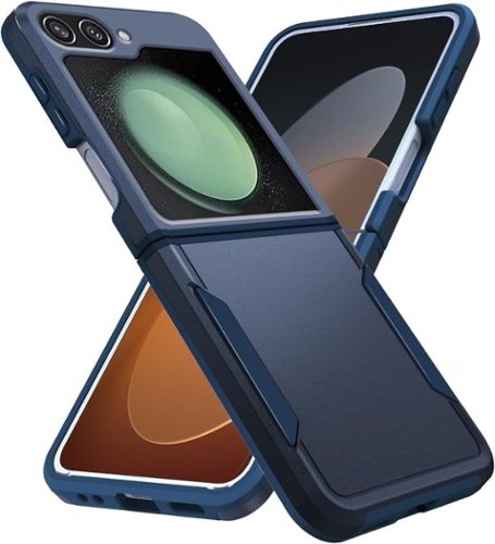 Entronix - Galaxy Z Flip 5 Case - Premium Soft-Touch Dual-Layer Protective Cover - Navy-Front_Standard 