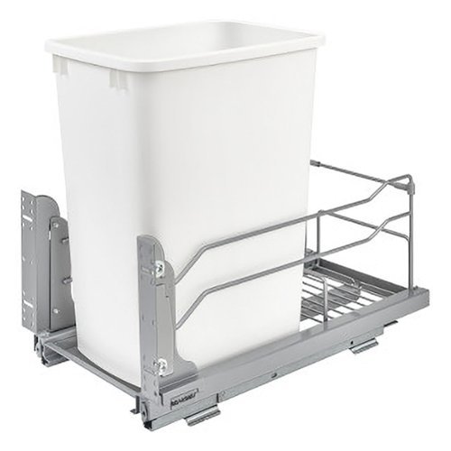 Rev-A-Shelf - Pullout Kitchen Trash Can 35 qt. with Soft-close, 53WC-1535SCDM-111 - White-Front_Standard 
