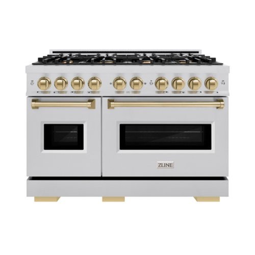 ZLINE - Autograph Edition 48" Classic Gas Range w/ 8 Burners & Champagne Bronze Accents (CGRZ-48-CB) - Stainless Steel-Front_Standard 