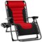 Best Choice Products - Oversized Padded Zero Gravity Chair, Folding Outdoor Patio Recliner w/ Side Tray - Red - Black/Red-Front_Standard