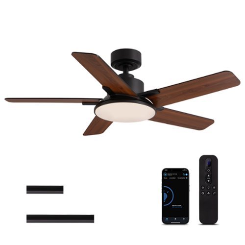 Siljoy - 44-in Ceiling Fan with LED Light and Remote Control Include (5 Blades) For Bedroom Living Room and kitchen - Black-Front_Standard 