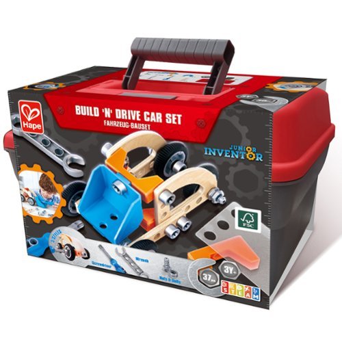 Hape - Hape: Junior Inventor: Build 'N' Drive Car Set - 37pcs, Kids 3+