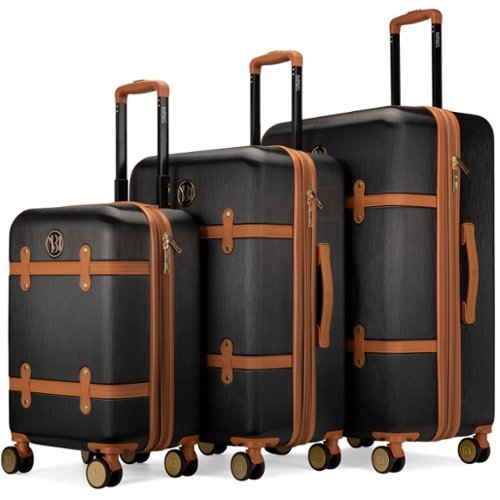 みよGRACE CLASS バックコンシャスサテンオレンジ&黒セット Badgley Mischka Grace 3 Piece Expandable Retro Luggage Set Black